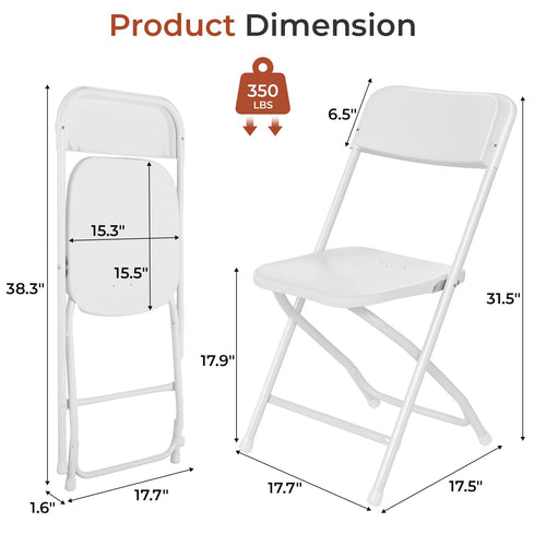 10 Pack White Plastic Folding Chair J86391