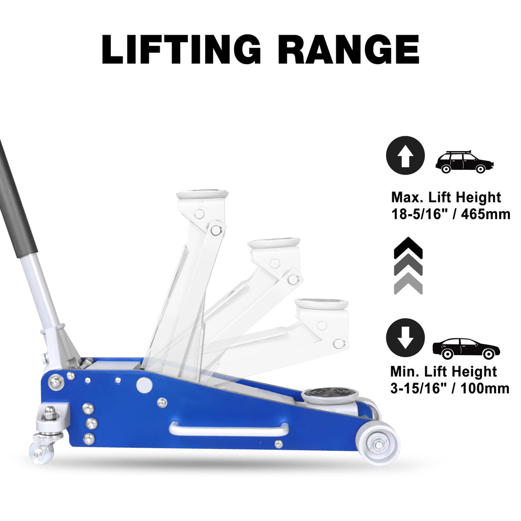 3 Ton Low Profile Aluminum and Steel Floor Jack with Jack Stands V270