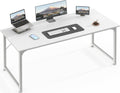 55 Inch White Computer Desk with Metal Frame V278130