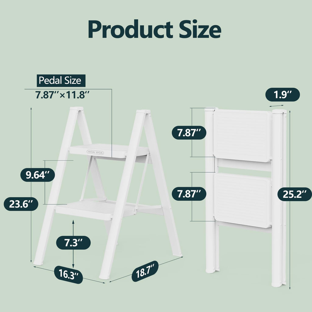 2 Step Foldable Step Stool White E594621