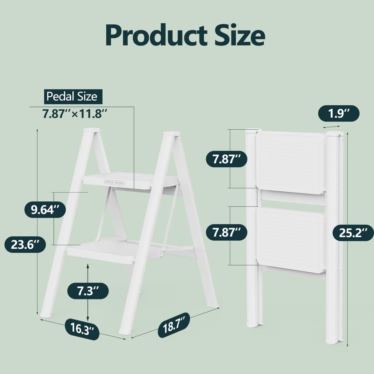 2 Step Foldable Step Stool White E594621