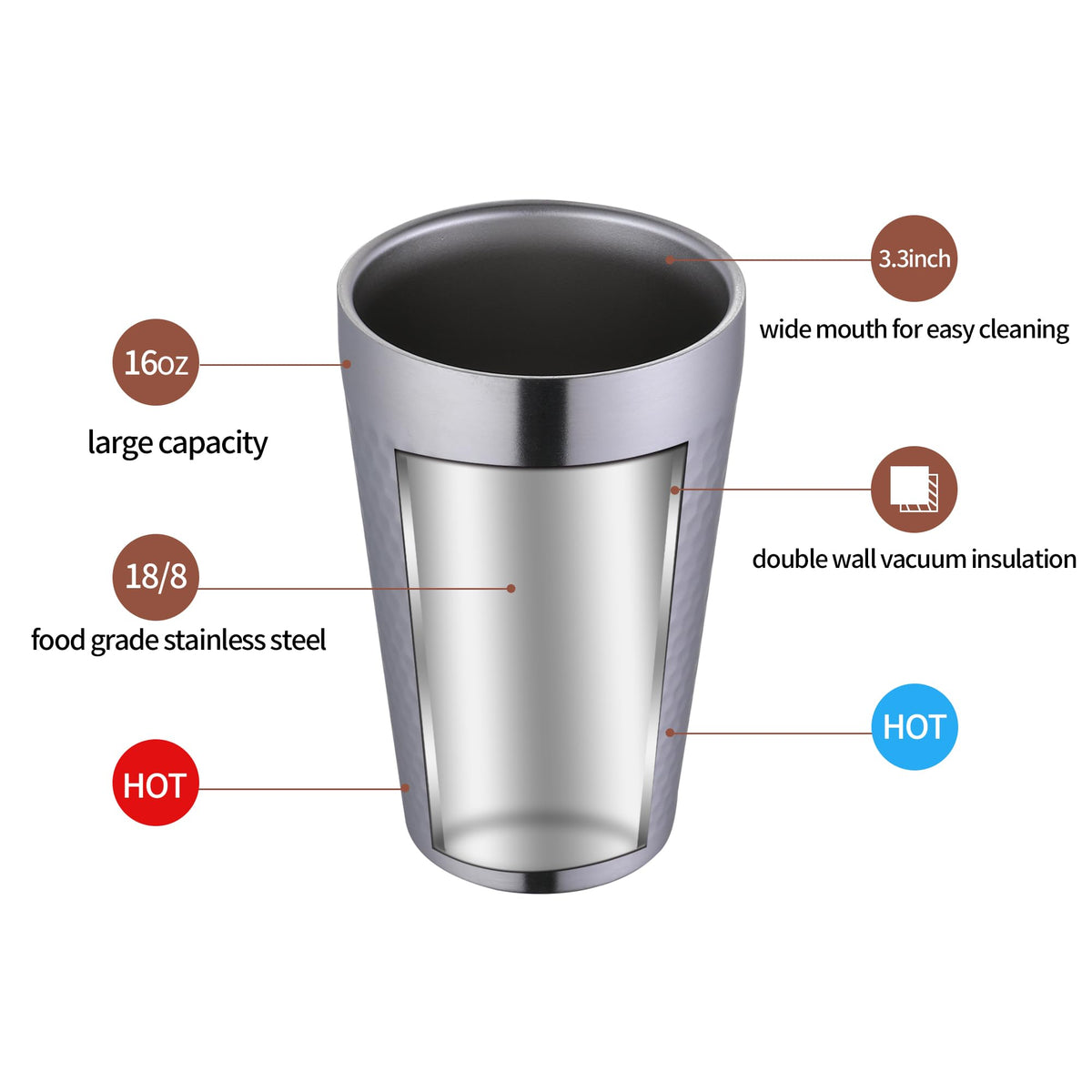 16oz Double Layer Stainless Steel Cup A49414