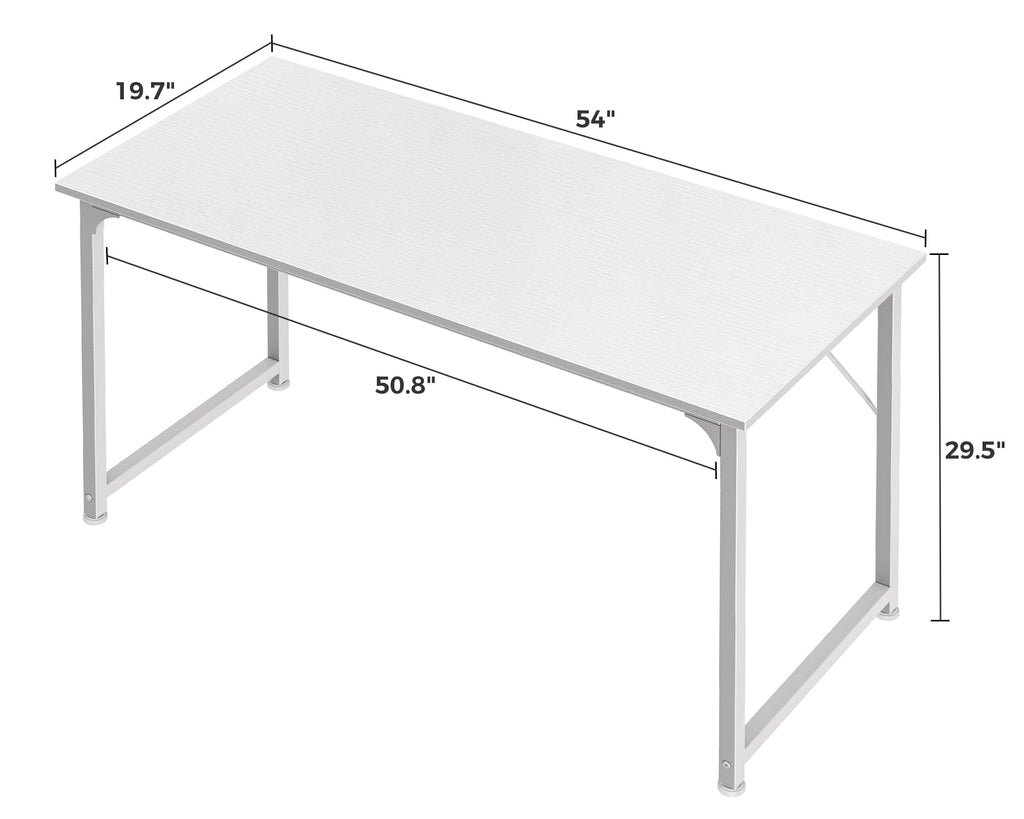 55 Inch White Computer Desk with Metal Frame V278130