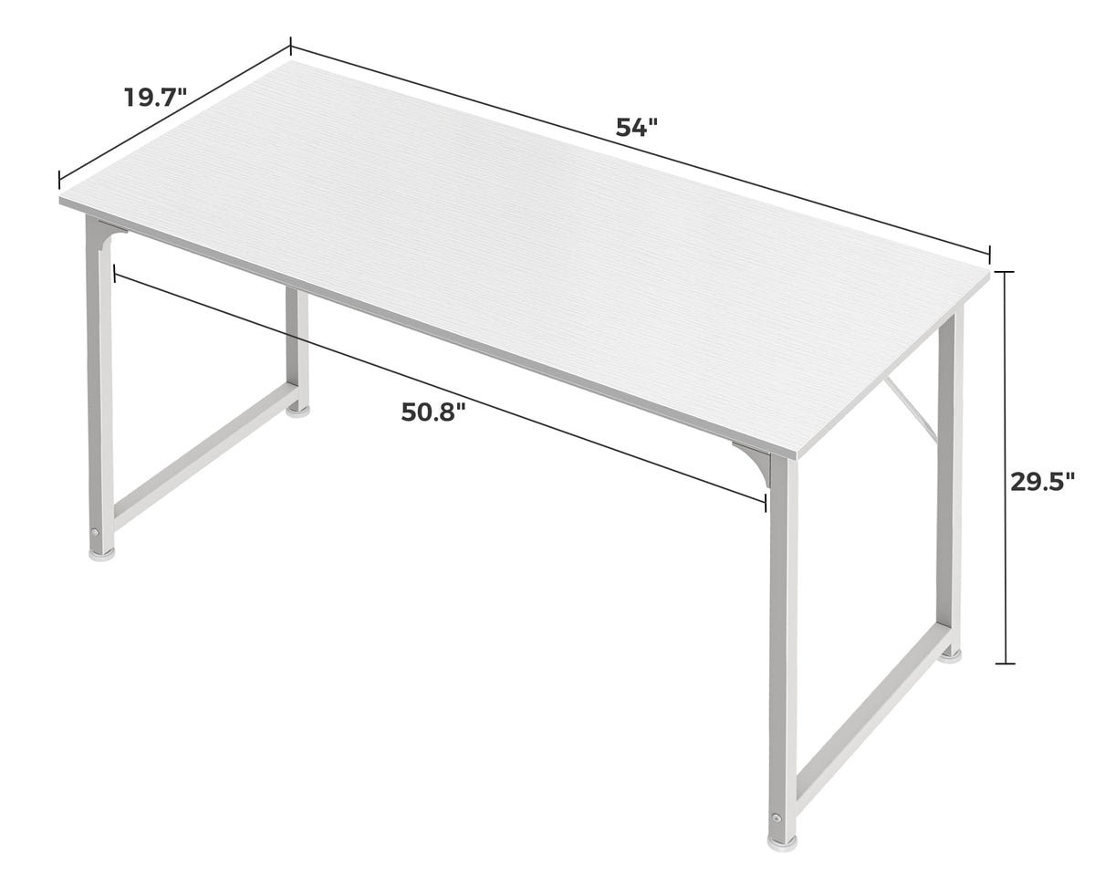 55 Inch White Computer Desk with Metal Frame V278130