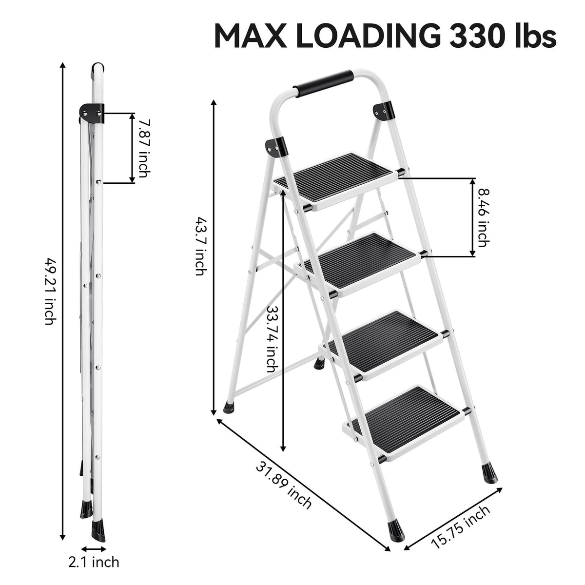 4 Step Folding Step Stool with Anti-Slip Wide Pedal S74260