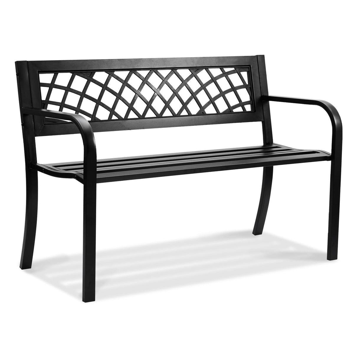 46" Iron Steel Frame Garden Bench with Mesh Pattern and Plastic Backrest A897