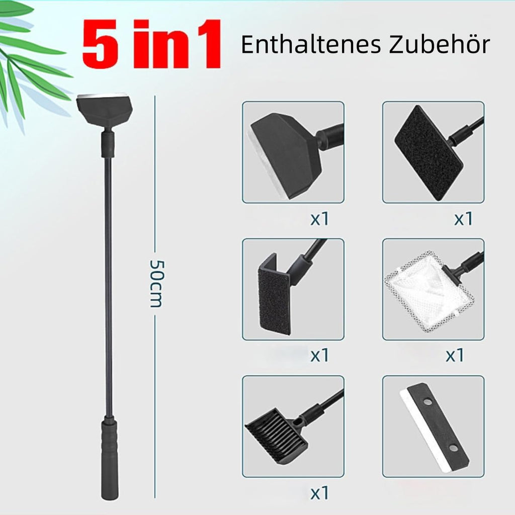 5 in 1 Cleaning Tools Set with Algae Scraper Brush and Fish Net 50cm I933