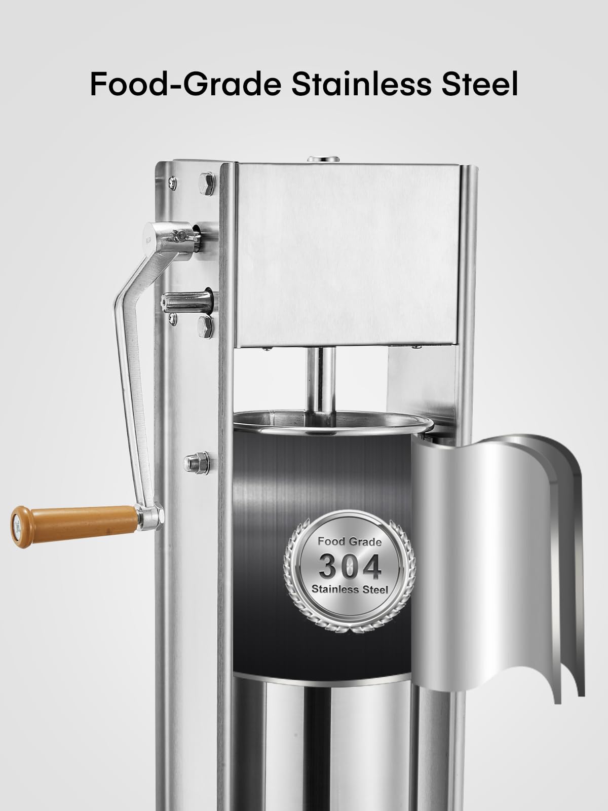 5L Stainless Steel Manual Sausage Stuffer with 4 Stuffing Tubes C26542