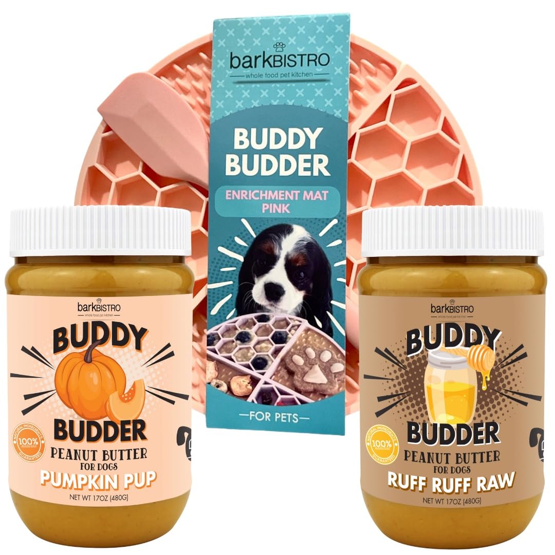 100% All Natural Peanut Butter Dog Treats Set of 2 17oz Jars with Lickmat Y7352