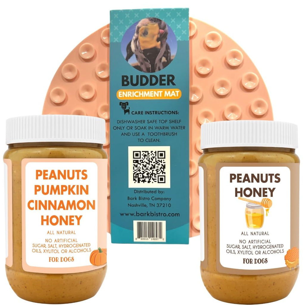 100% All Natural Peanut Butter Dog Treats Set of 2 17oz Jars with Lickmat Y7352