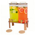 2 Pack 1.5 Gallon Glass Beverage Dispenser with Wooden Lid L14196