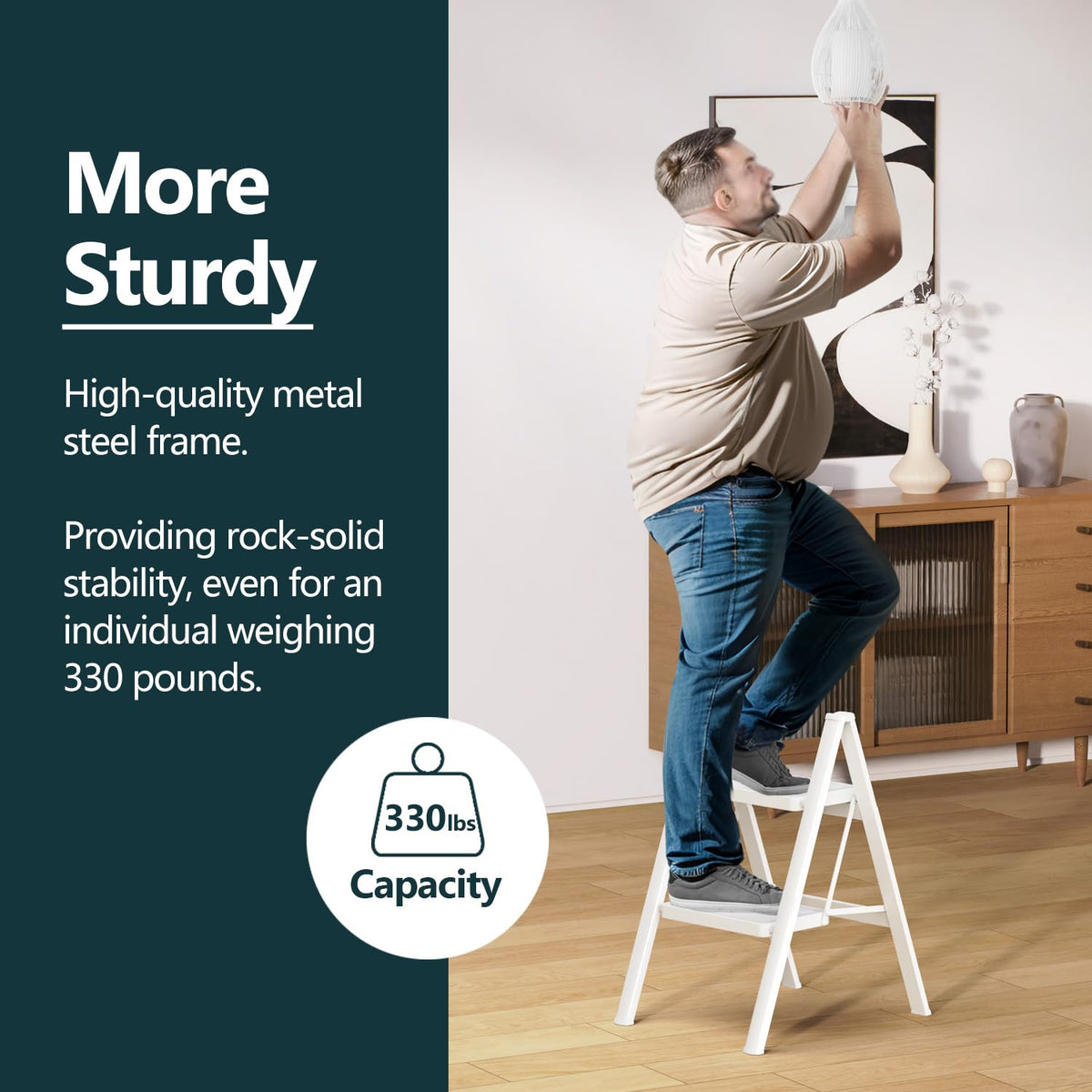 2 Step Foldable Step Stool White E594621