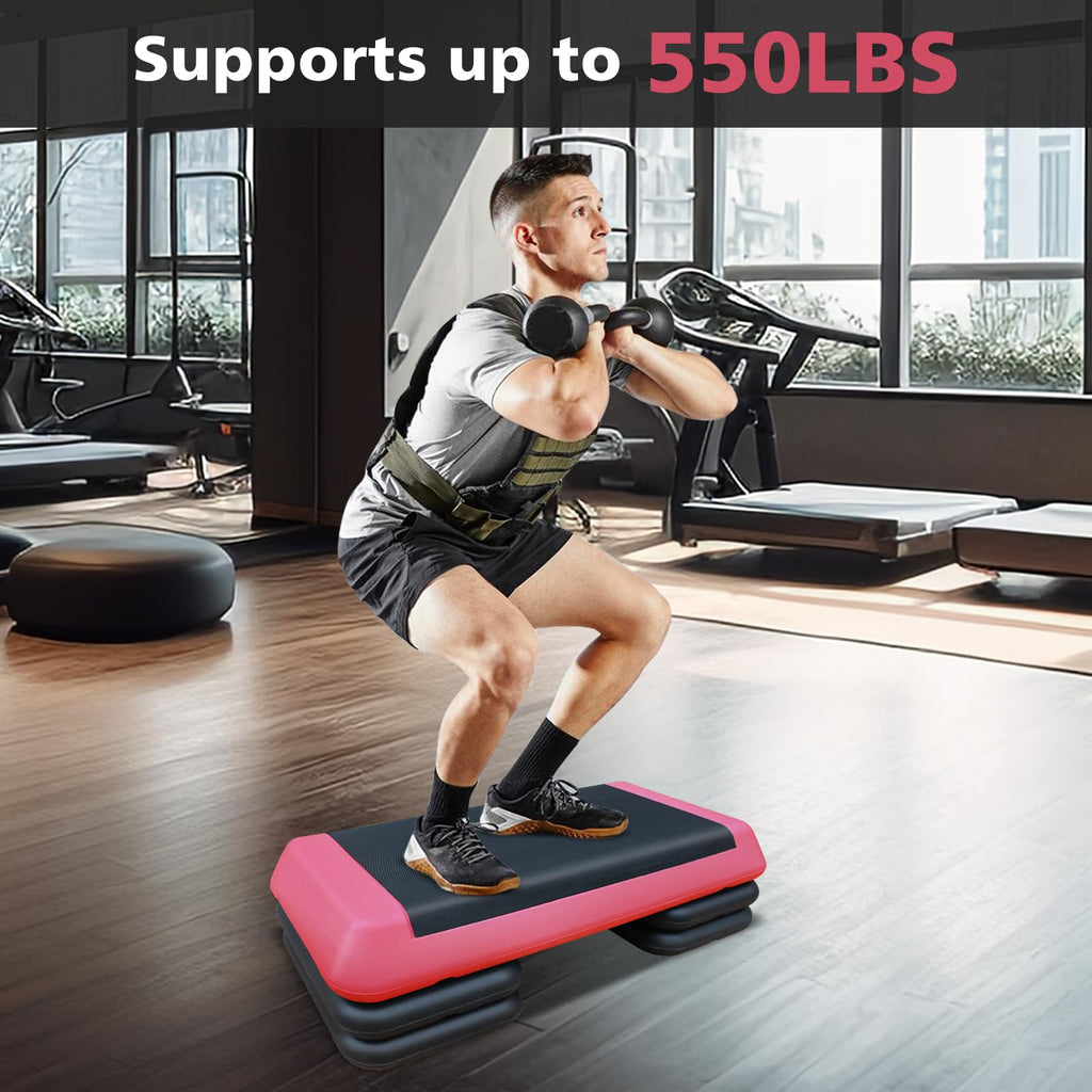 28.5'' Adjustable Aerobic Step Platform with 4 Stackable Risers R50740
