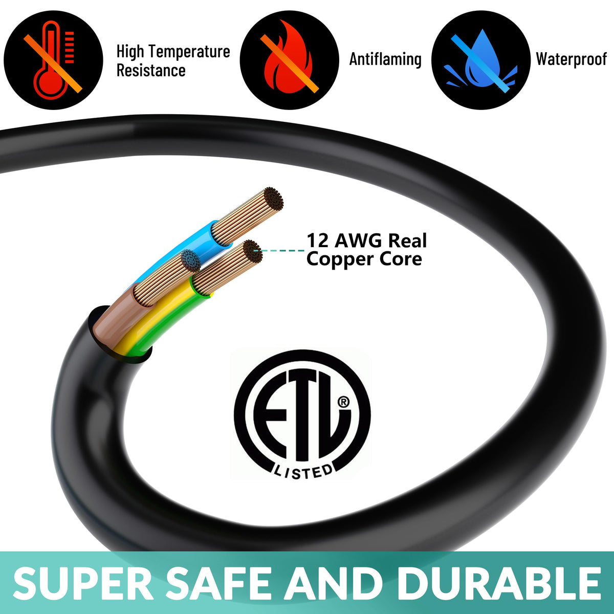 100 Ft 3 Outlet 12 Gauge Heavy Duty Outdoor Extension Cord A506