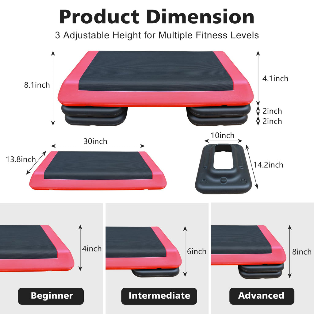 28.5'' Adjustable Aerobic Step Platform with 4 Stackable Risers R50740