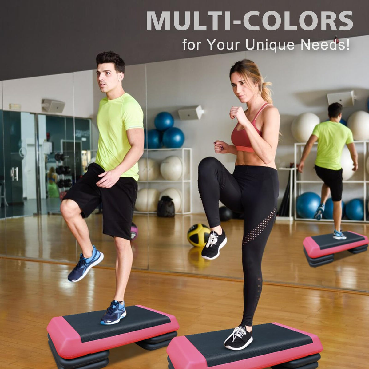 28.5'' Adjustable Aerobic Step Platform with 4 Stackable Risers R50740
