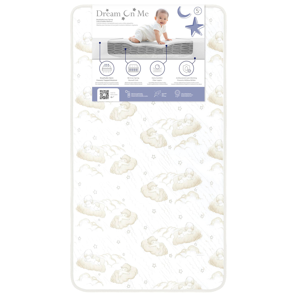 2-in-1 Breathable Spring Coil Crib & Toddler Mattress G9731