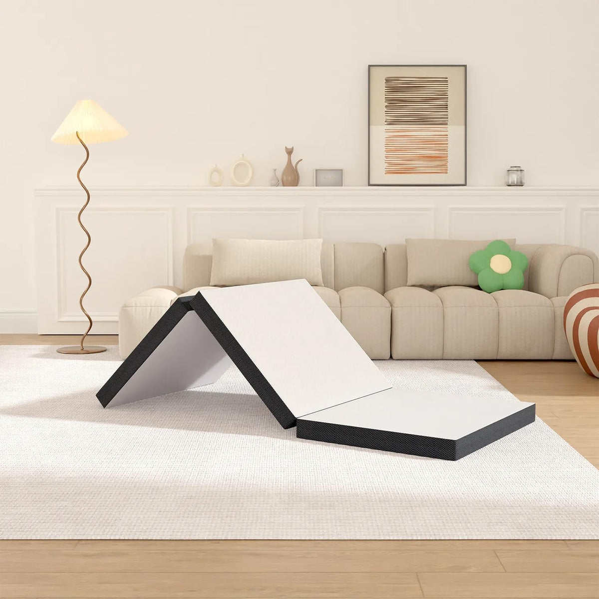 3 Inch Queen Size Tri-Fold Memory Foam Mattress Topper U532