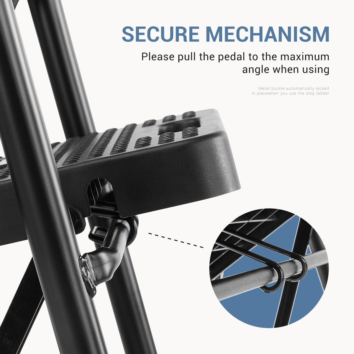 2 Step Stool with Anti-Slip Pedal & Handrail, 330lbs, Black E139483