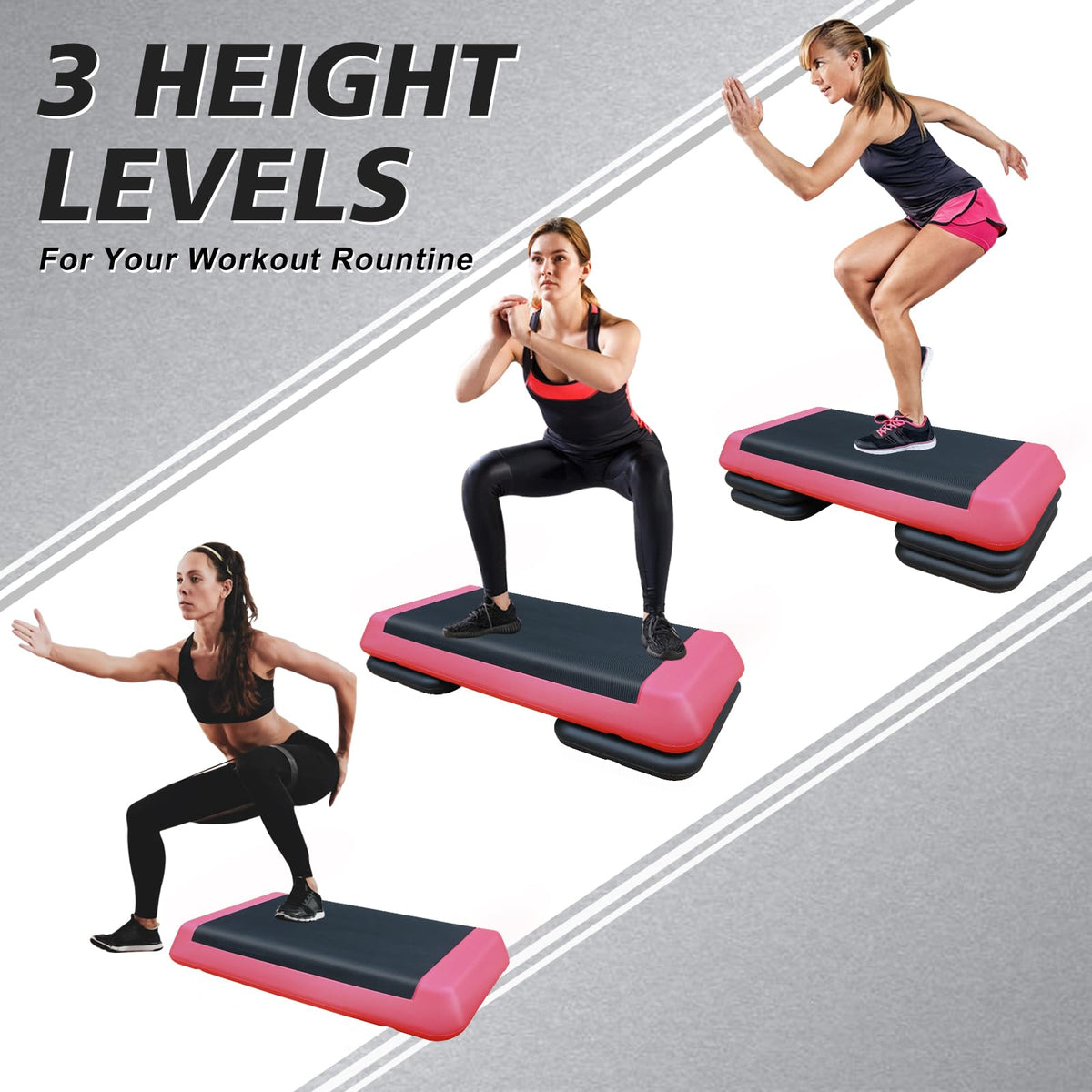 28.5'' Adjustable Aerobic Step Platform with 4 Stackable Risers R50740