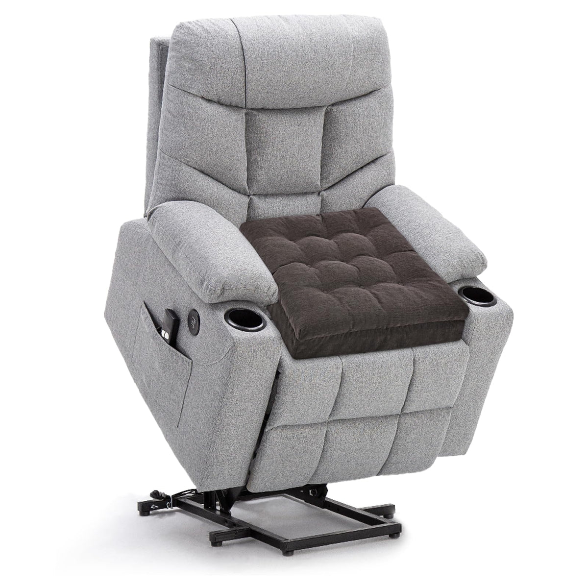 20x20x5 Inch Thick Tufted Dual Layer Chair Cushion Taupe 1P I78870