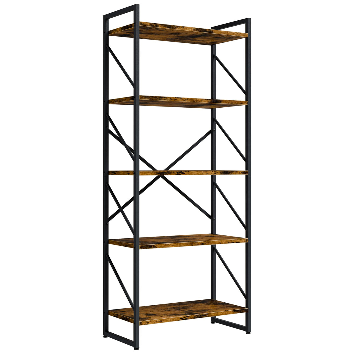 5 Tiers Rustic Brown Bookshelf W510