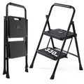 2 Step Stool with Anti-Slip Pedal & Handrail, 330lbs, Black E139483