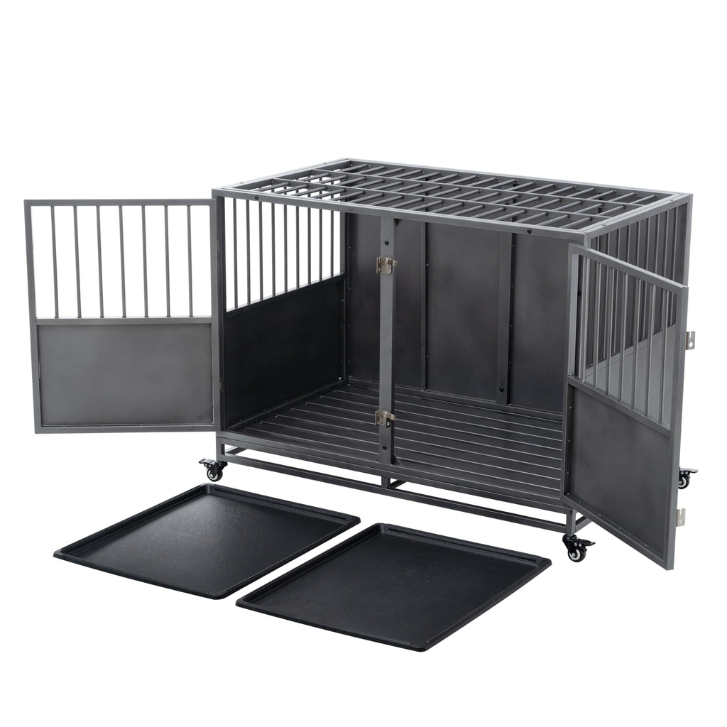 48 inch Heavy Duty Folding Metal Dog Cage with Divider Panel K160