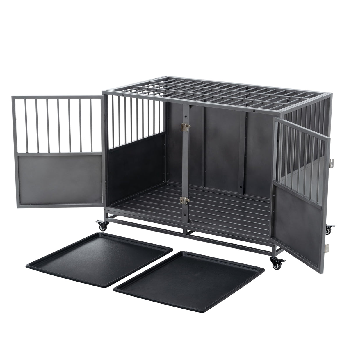 48 inch Heavy Duty Folding Metal Dog Cage with Divider Panel K160