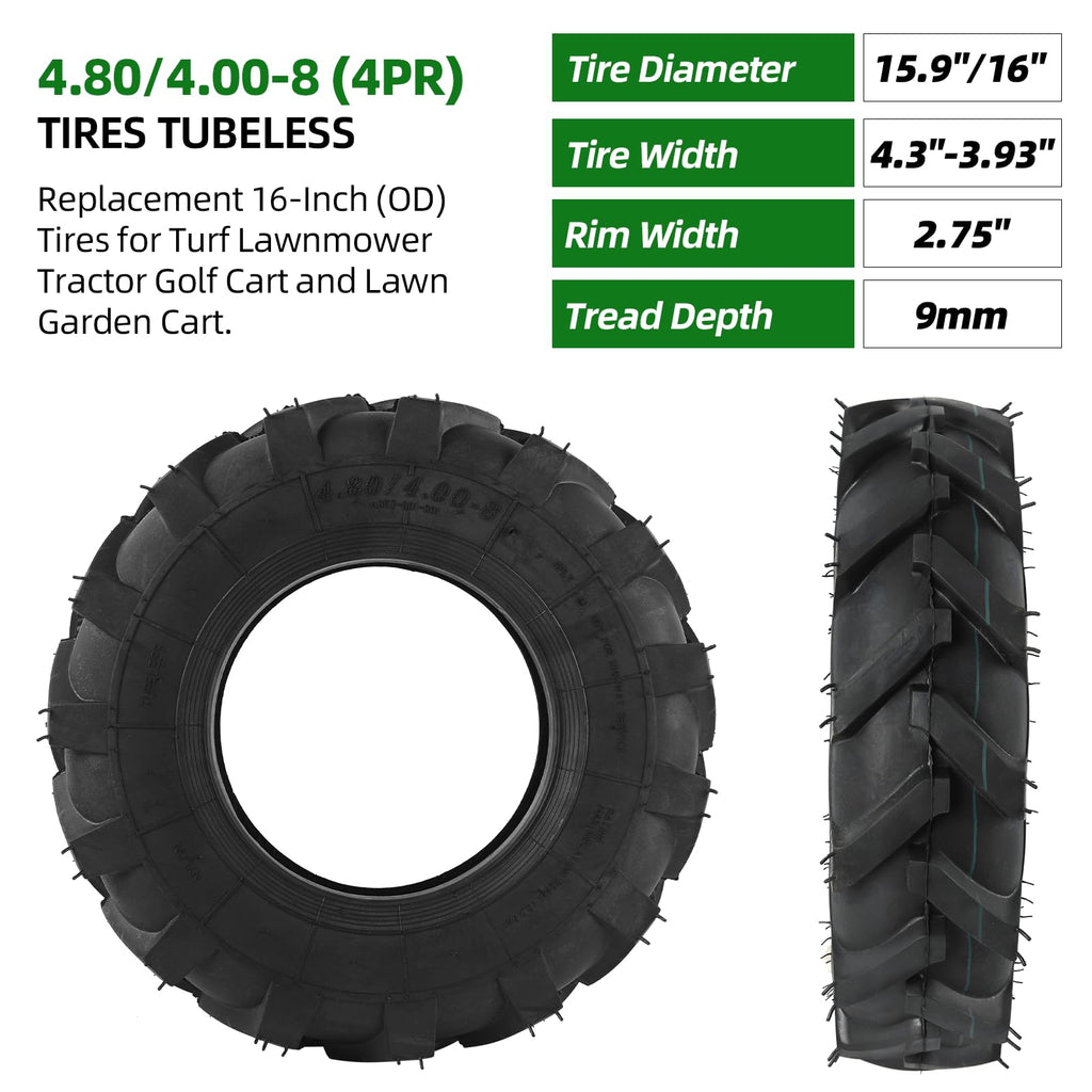 4.80/4.00-8 Tubeless Tires 2-Pack U877535