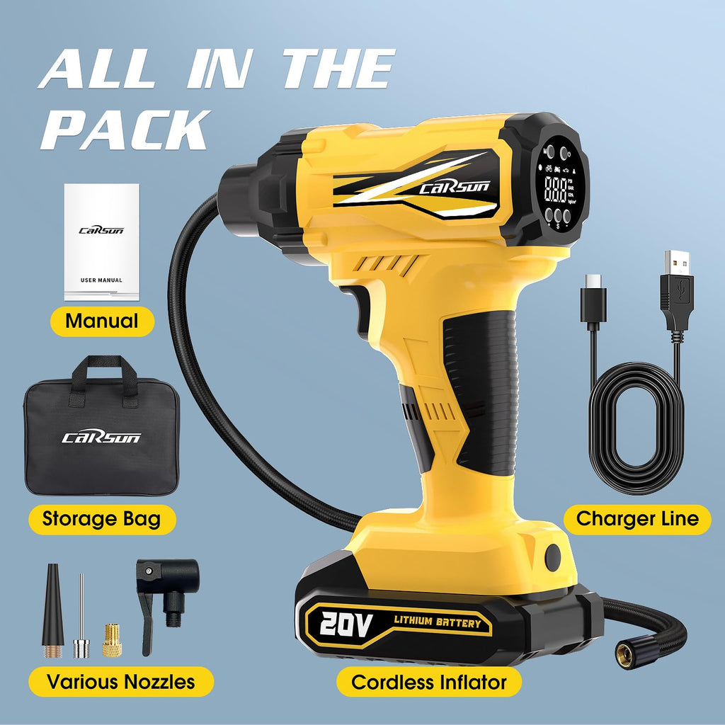 20V Cordless Portable Air Compressor 150 PSI Yellow I323431