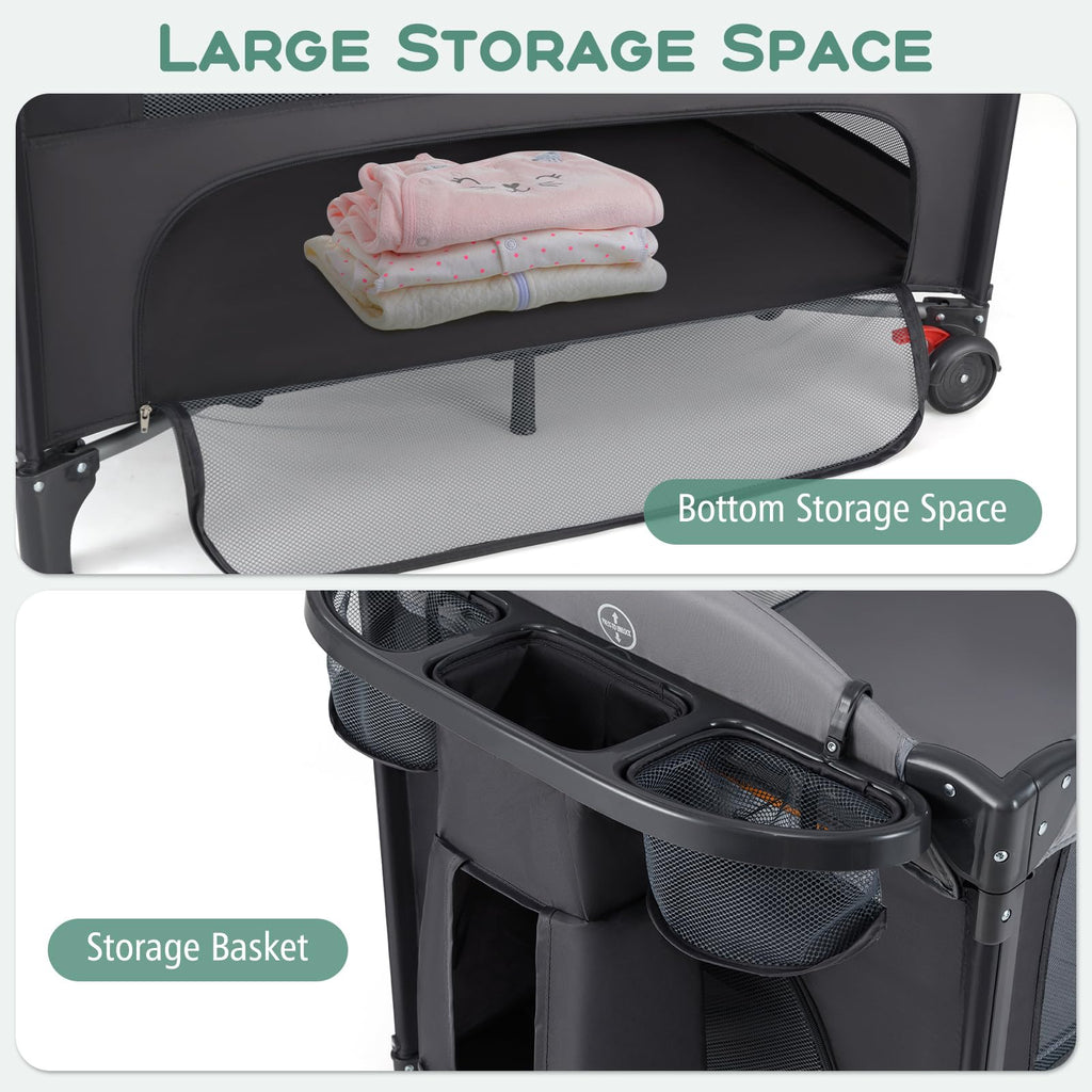 4 in 1 Pack and Play, Baby Bassinet, Bedside Sleeper, Diaper Changer W96118