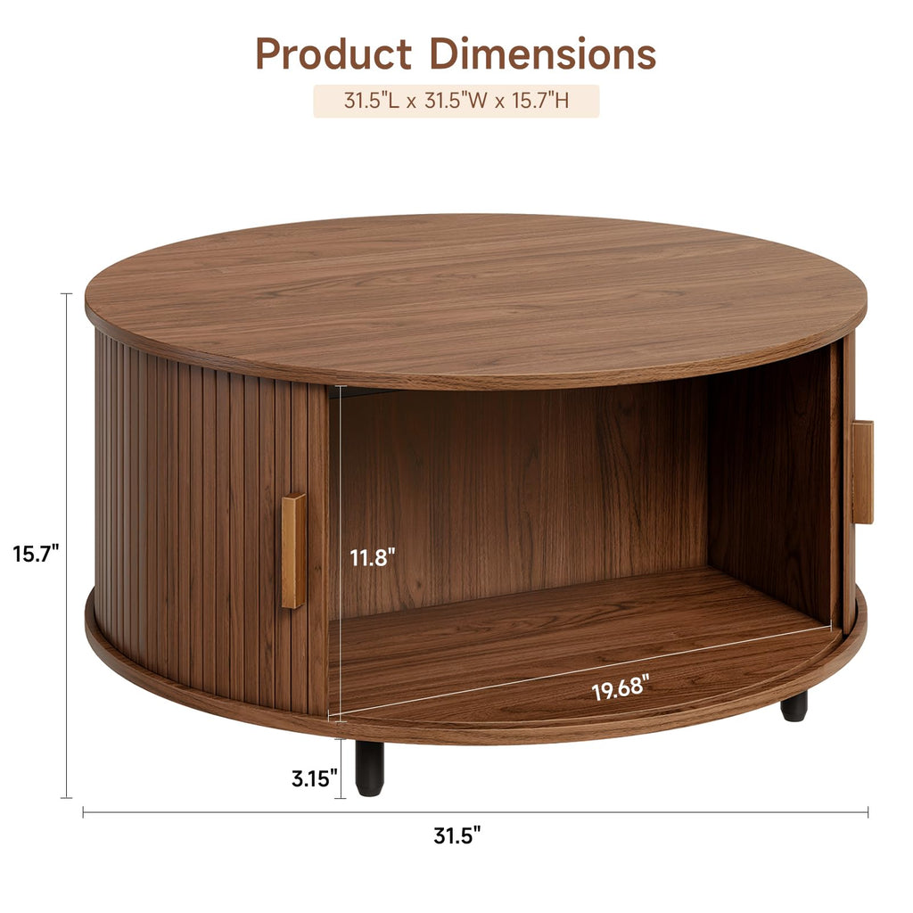 31.5" Round Coffee Table with Storage Q412447