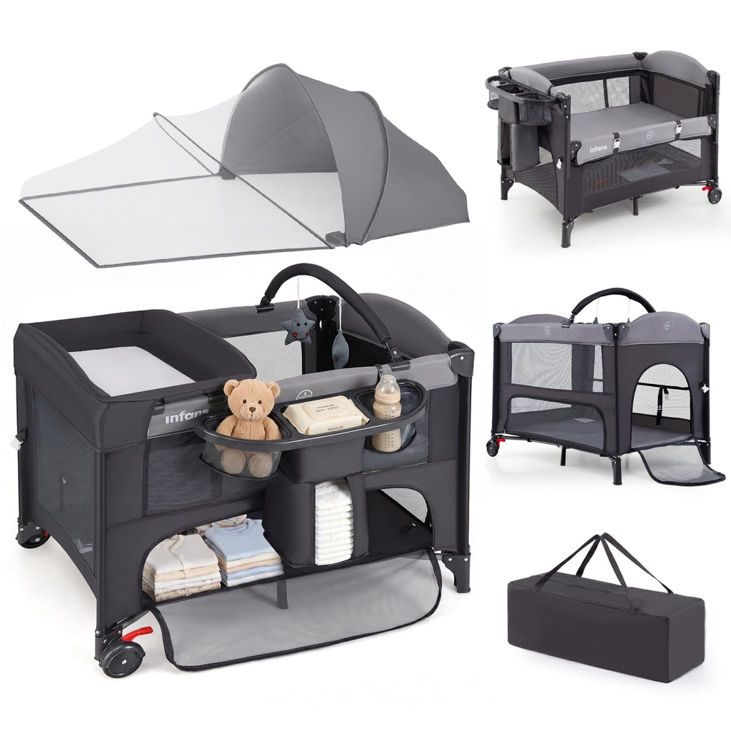 4 in 1 Pack and Play, Baby Bassinet, Bedside Sleeper, Diaper Changer W96118