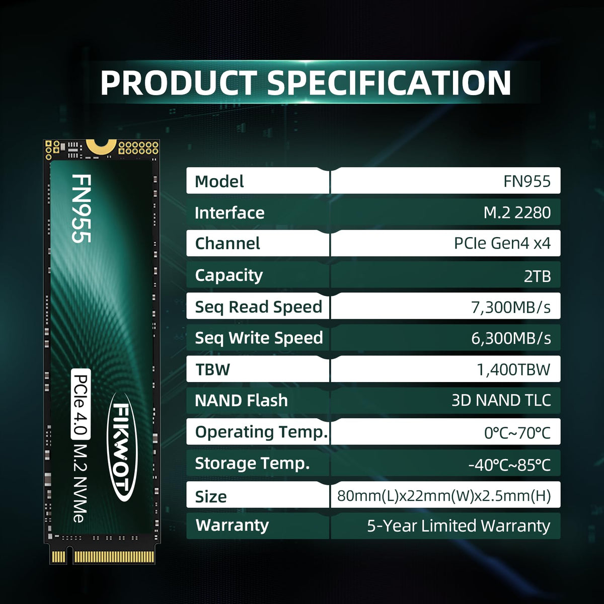 2TB NVMe M.2 2280 PCIe Gen4x4 Internal Solid State Drive W37813