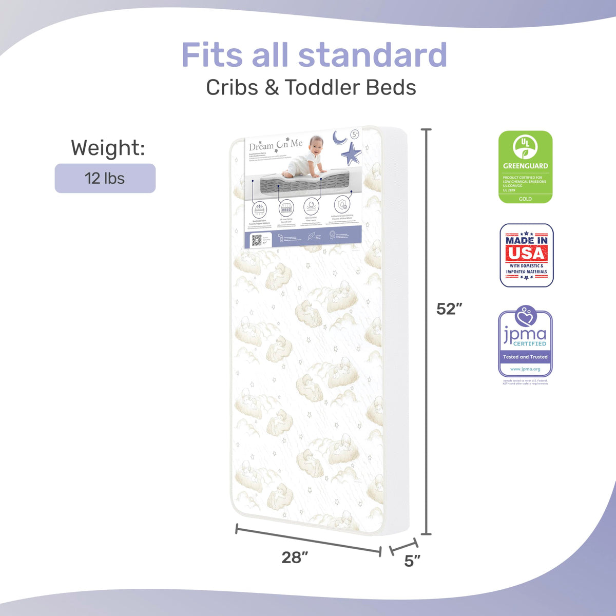 2-in-1 Breathable Spring Coil Crib & Toddler Mattress G9731