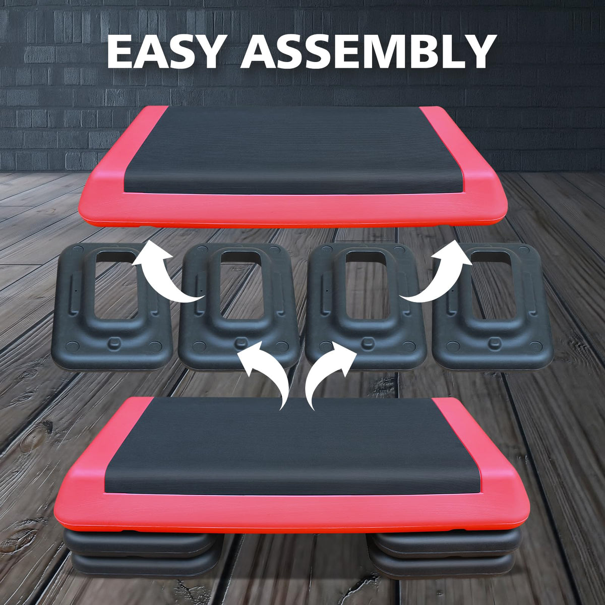 28.5'' Adjustable Aerobic Step Platform with 4 Stackable Risers R50740