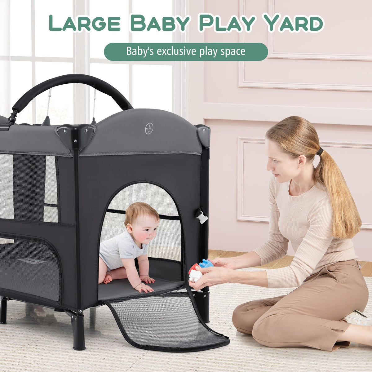 4 in 1 Pack and Play, Baby Bassinet, Bedside Sleeper, Diaper Changer W96118