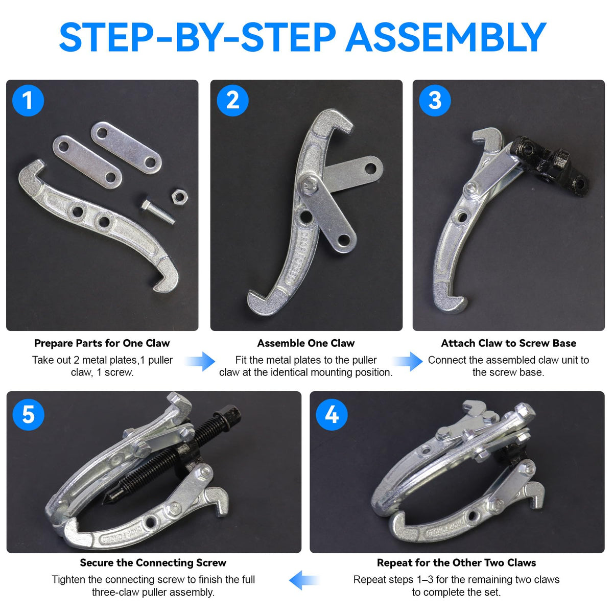 3 Pcs Reversible 3 Jaw Puller Set Q817219