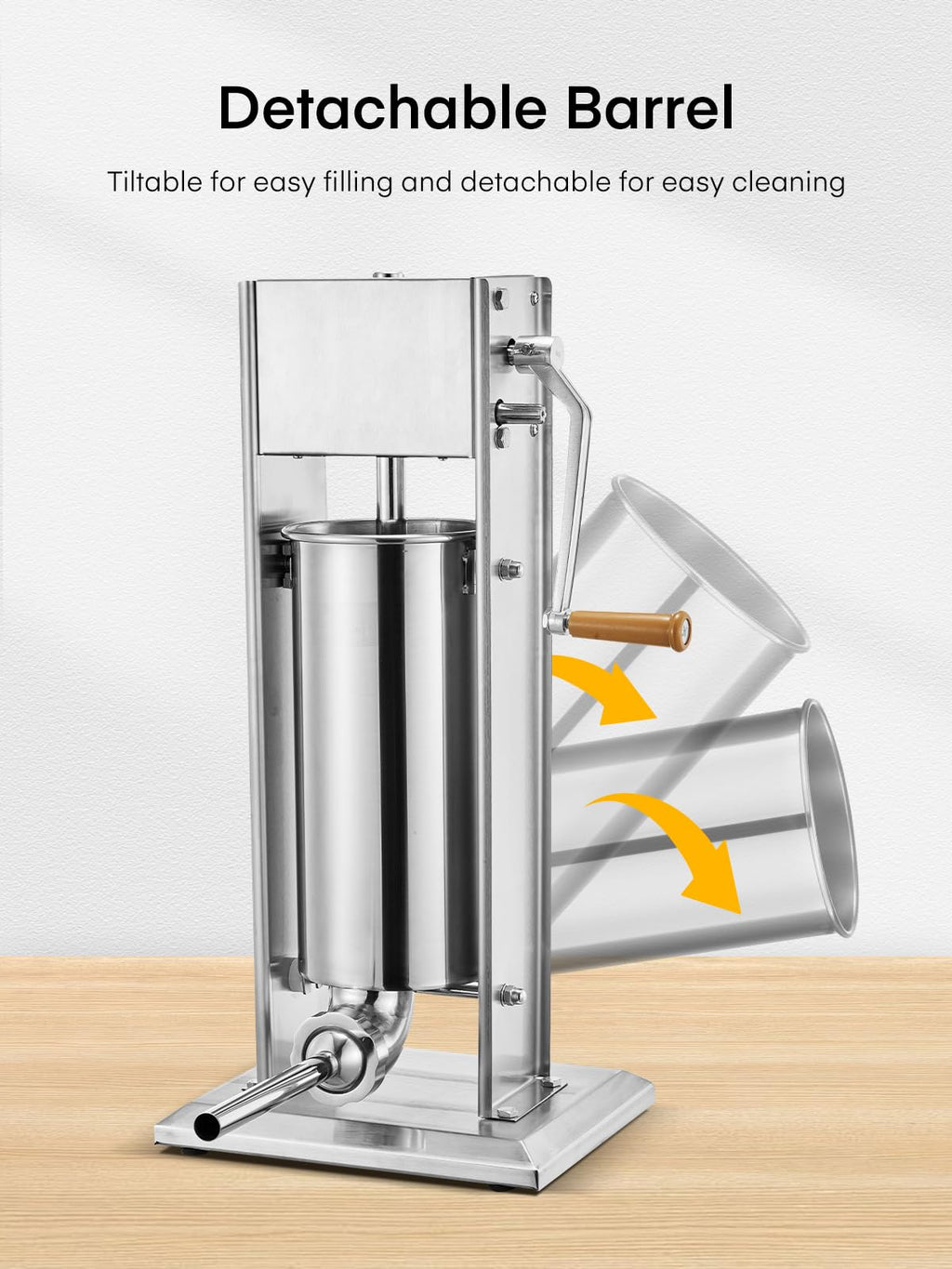 5L Stainless Steel Manual Sausage Stuffer with 4 Stuffing Tubes C26542