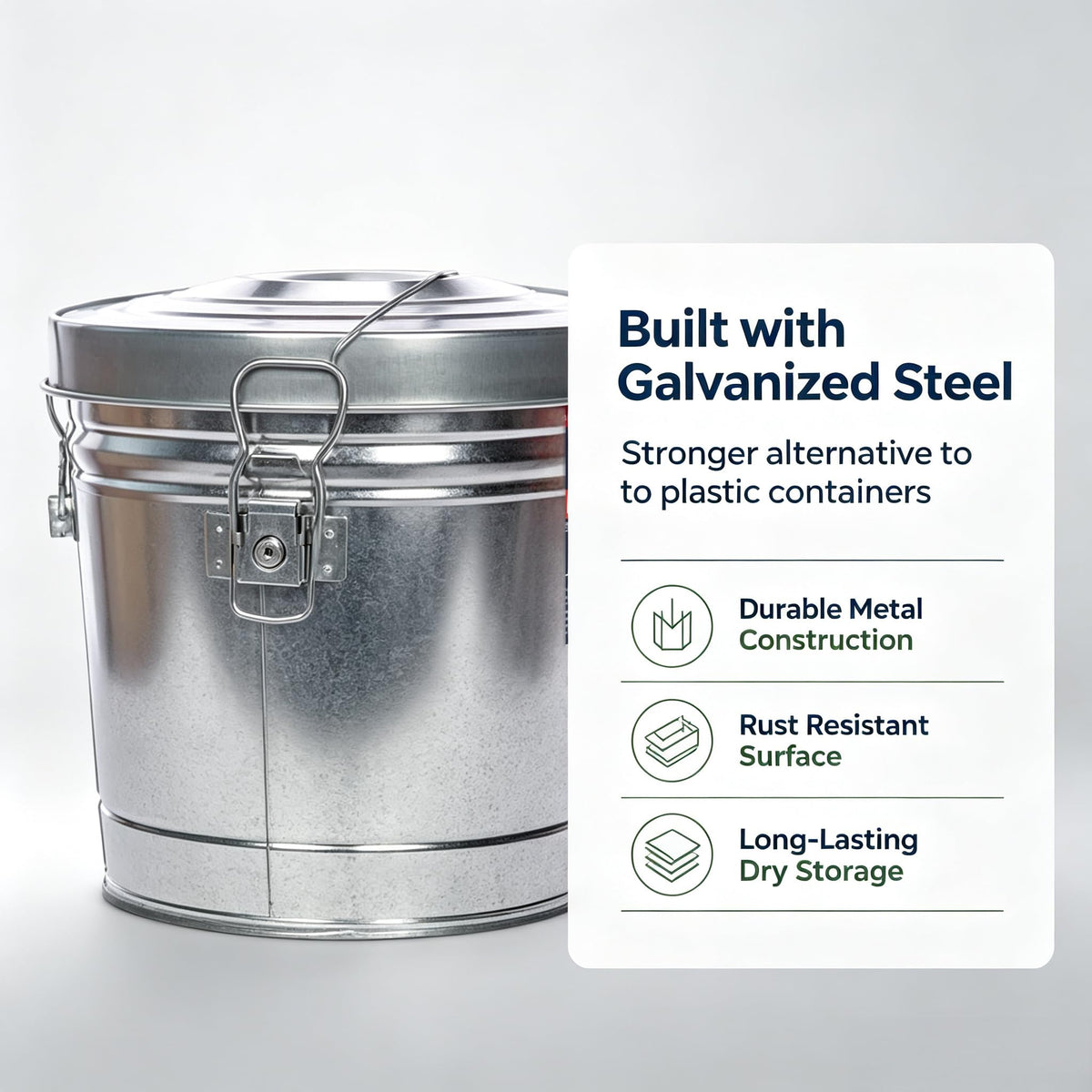 6 Gal Galvanized Steel Storage Can Locking Lid C39436