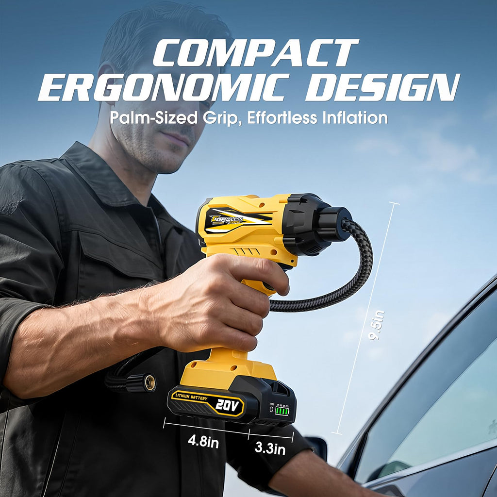 20V Cordless Portable Air Compressor 150 PSI Yellow I323431