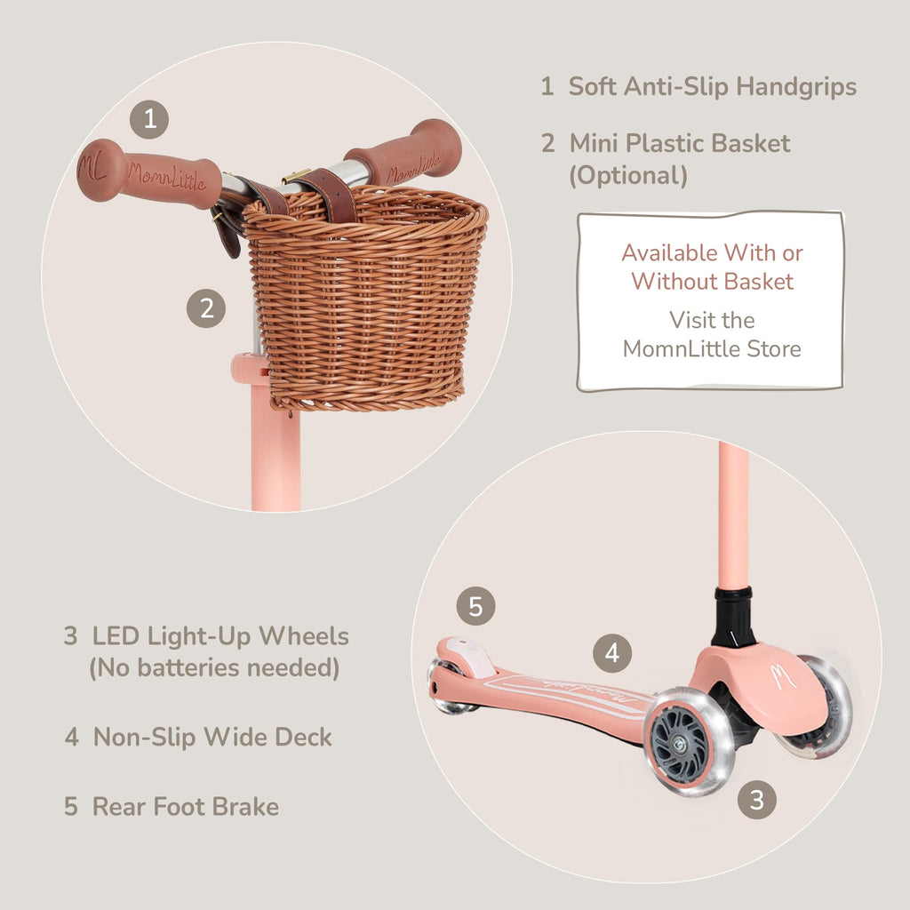 3-Wheel Foldable Toddler Scooter with LED Light-Up Wheels I9971