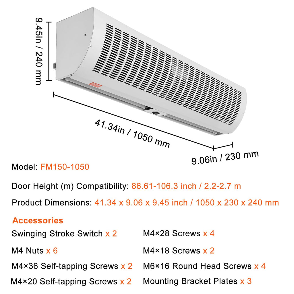 42" 2 Speeds 1350CFM Wall Mounted Indoor Air Curtain D110