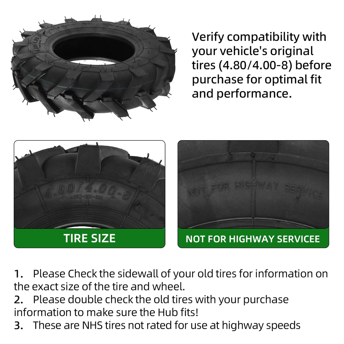 4.80/4.00-8 Tubeless Tires 2-Pack U877535