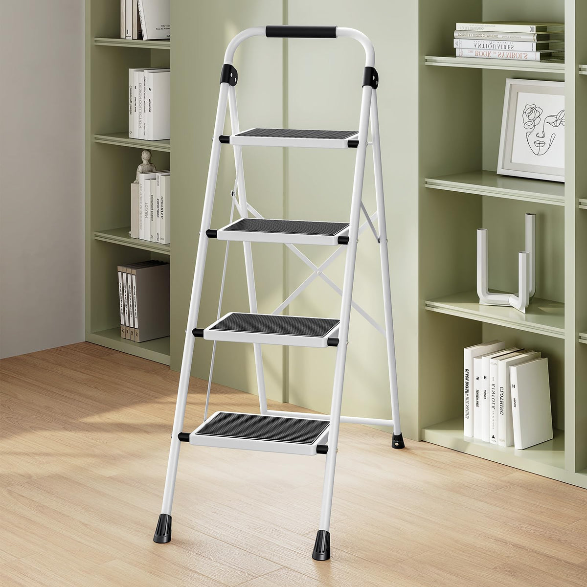 4 Step Folding Step Stool with Anti-Slip Wide Pedal S74260