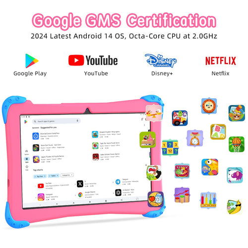 10 inch Android 14 Kids Tablet with Case X8745