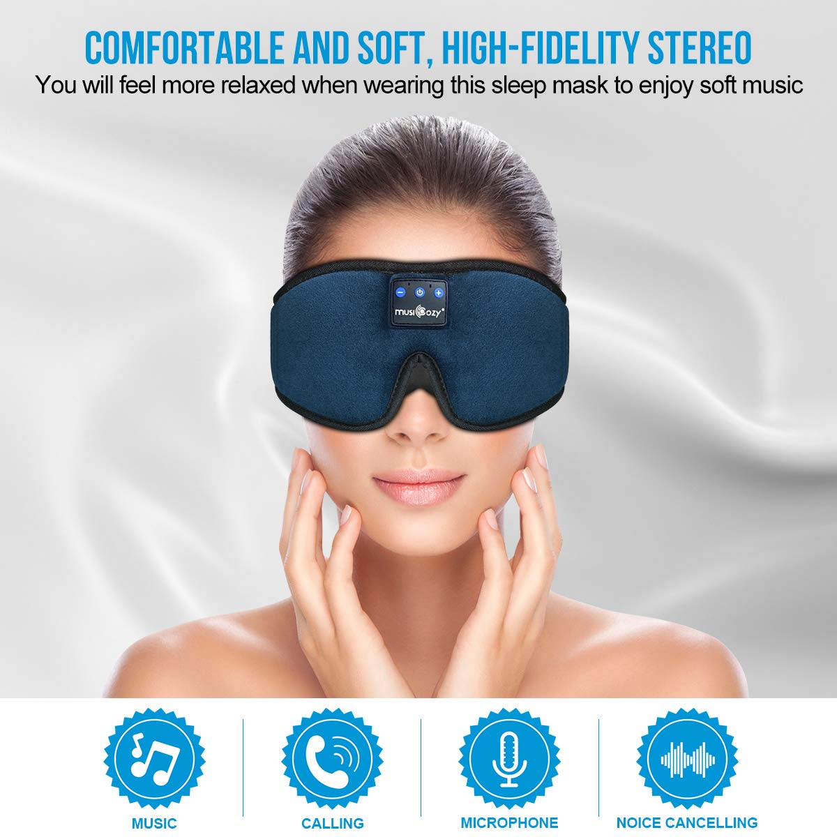 3D Bluetooth Wireless Headband Sleep Mask, Pack of 2 M3119