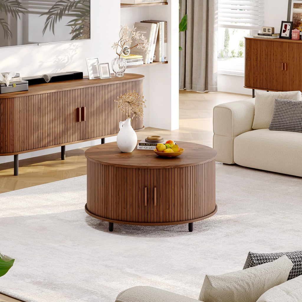 31.5" Round Coffee Table with Storage Q412447