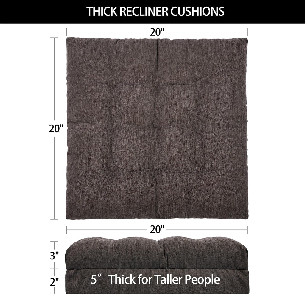 20x20x5 Inch Thick Tufted Dual Layer Chair Cushion Taupe 1P I78870